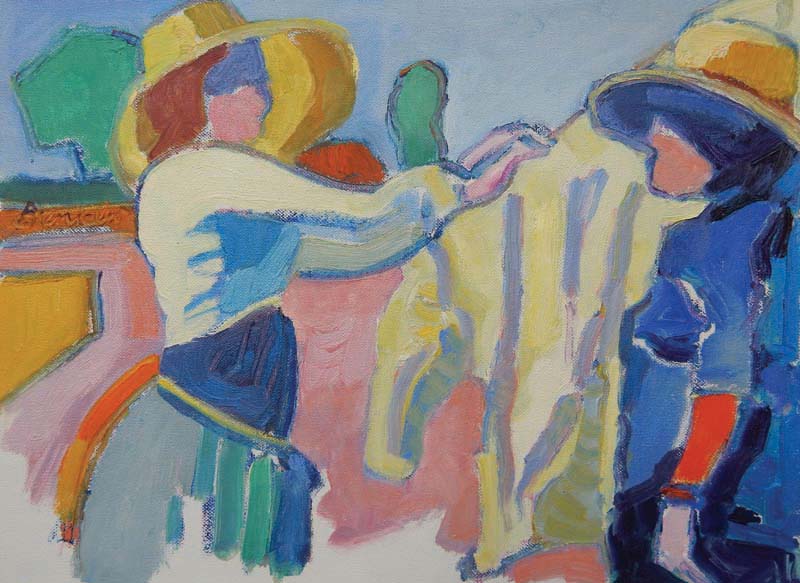 Accrocher le Linge (oil) 30x40_Frans Bianchi_fauvist